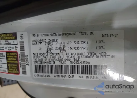 2017 Toyota Tacoma Sr from USA, damaged, VIN 5TFSX5EN0HX055136